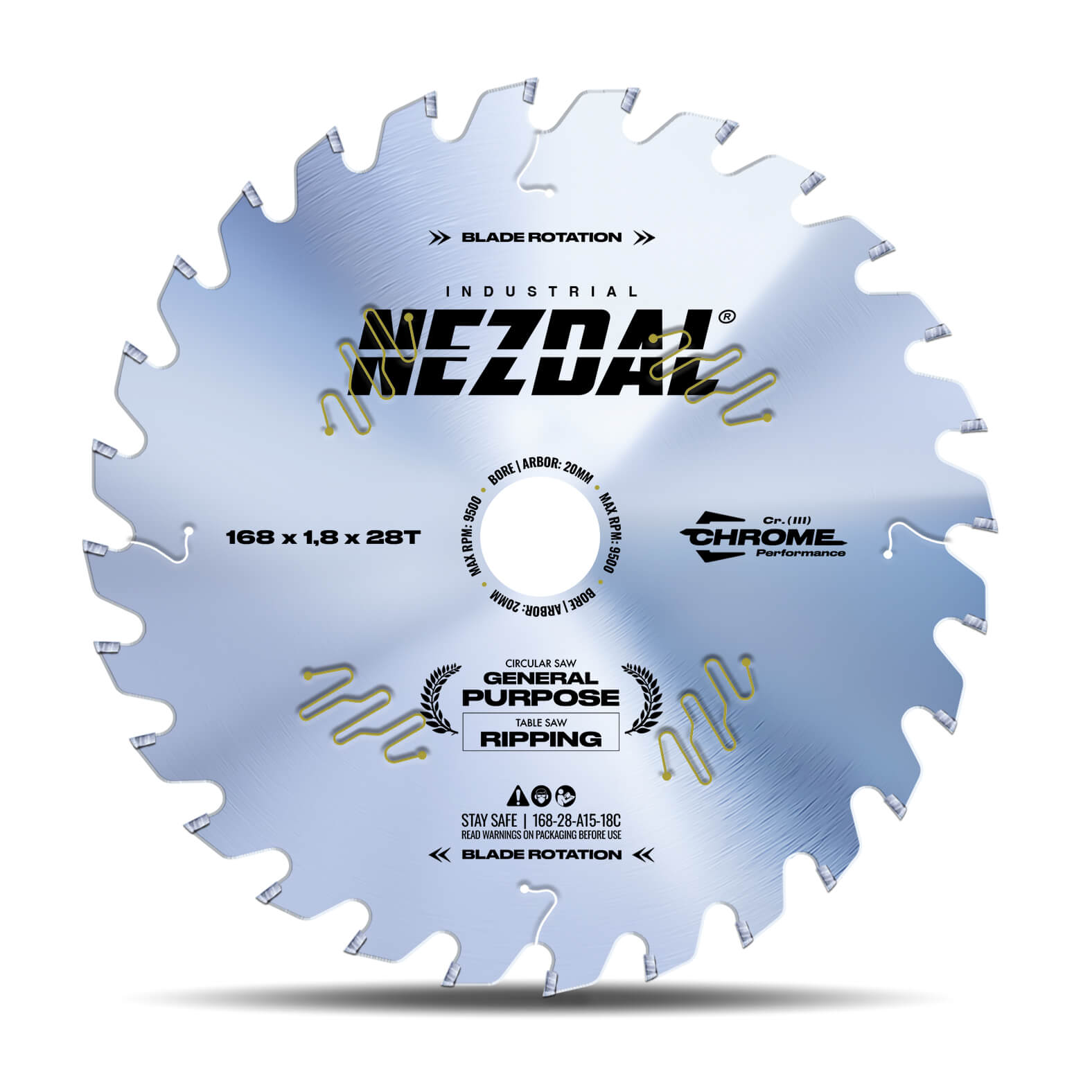 168mm | 28T | General Purpose | Wood | Industrial Quality