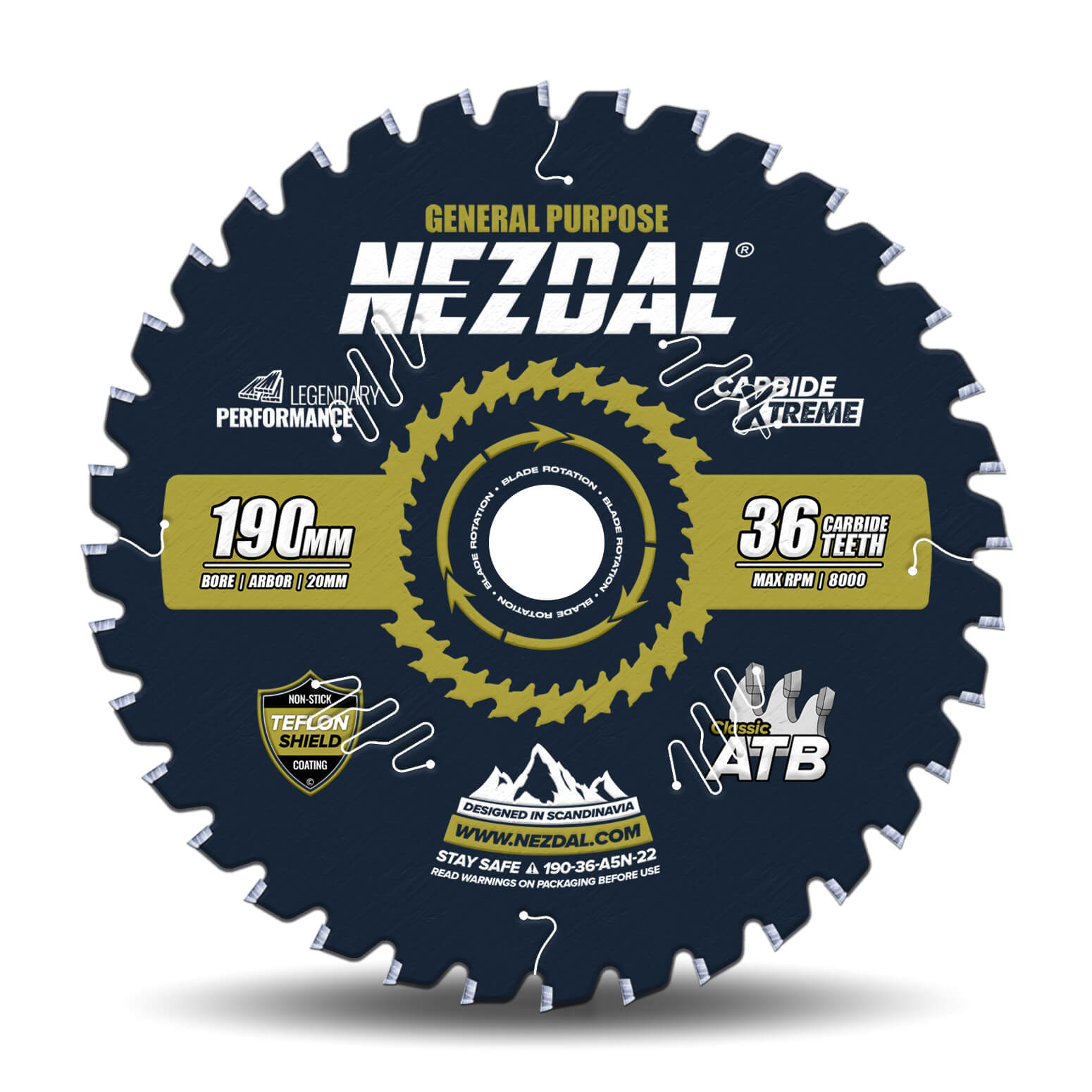 190mm | 36T | General Purpose | Wood | 20mm Arbor | Miter Saw