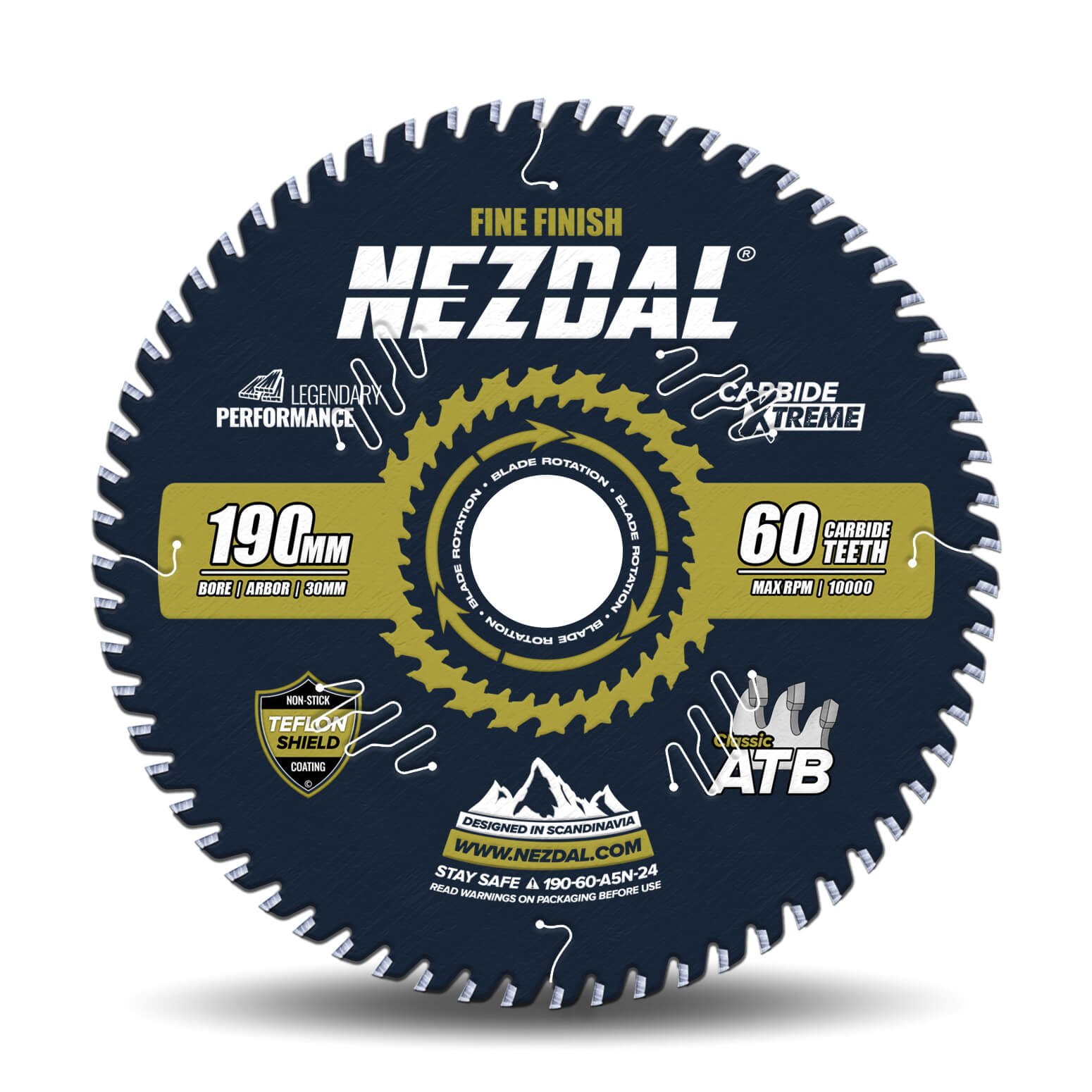 190mm | 60T | Fine Finish | Wood | 30mm Arbor | Miter Saw