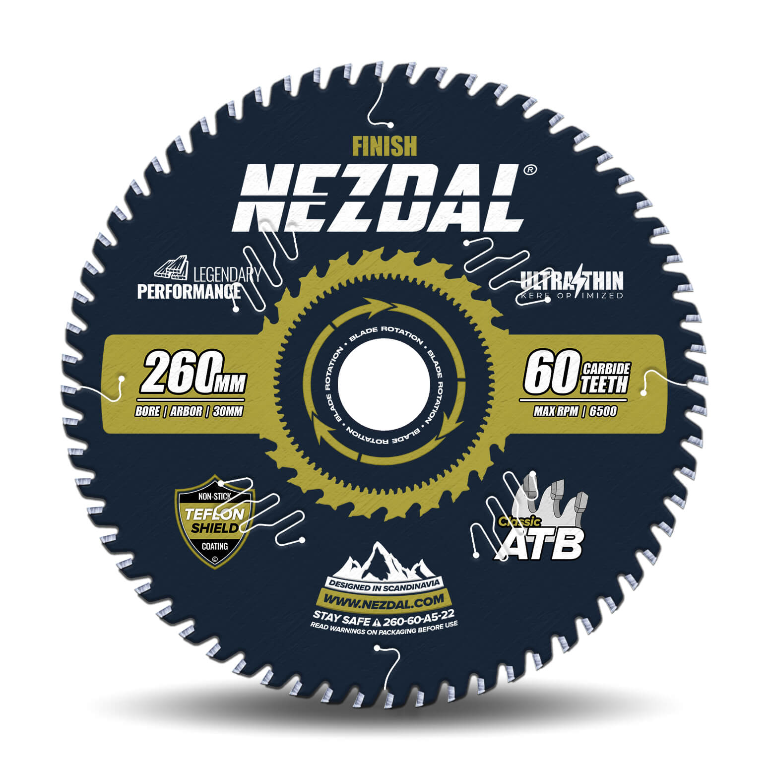 260mm | 60T | Finish | Wood | Ultra Thin Kerf | Ideal for battery saws