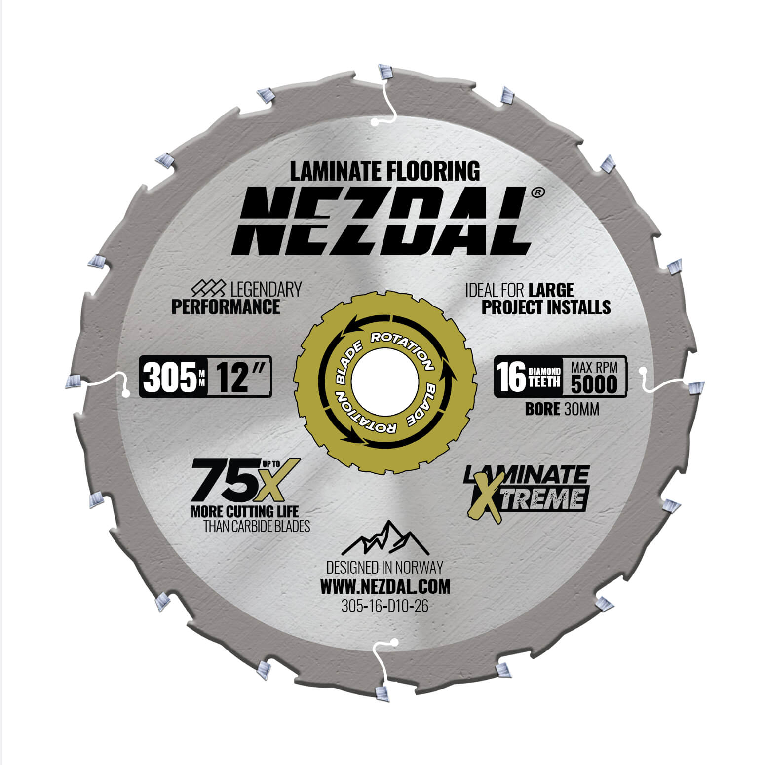 305mm | Laminate Flooring, Fibercement | Diamond Teeth | 75X Life