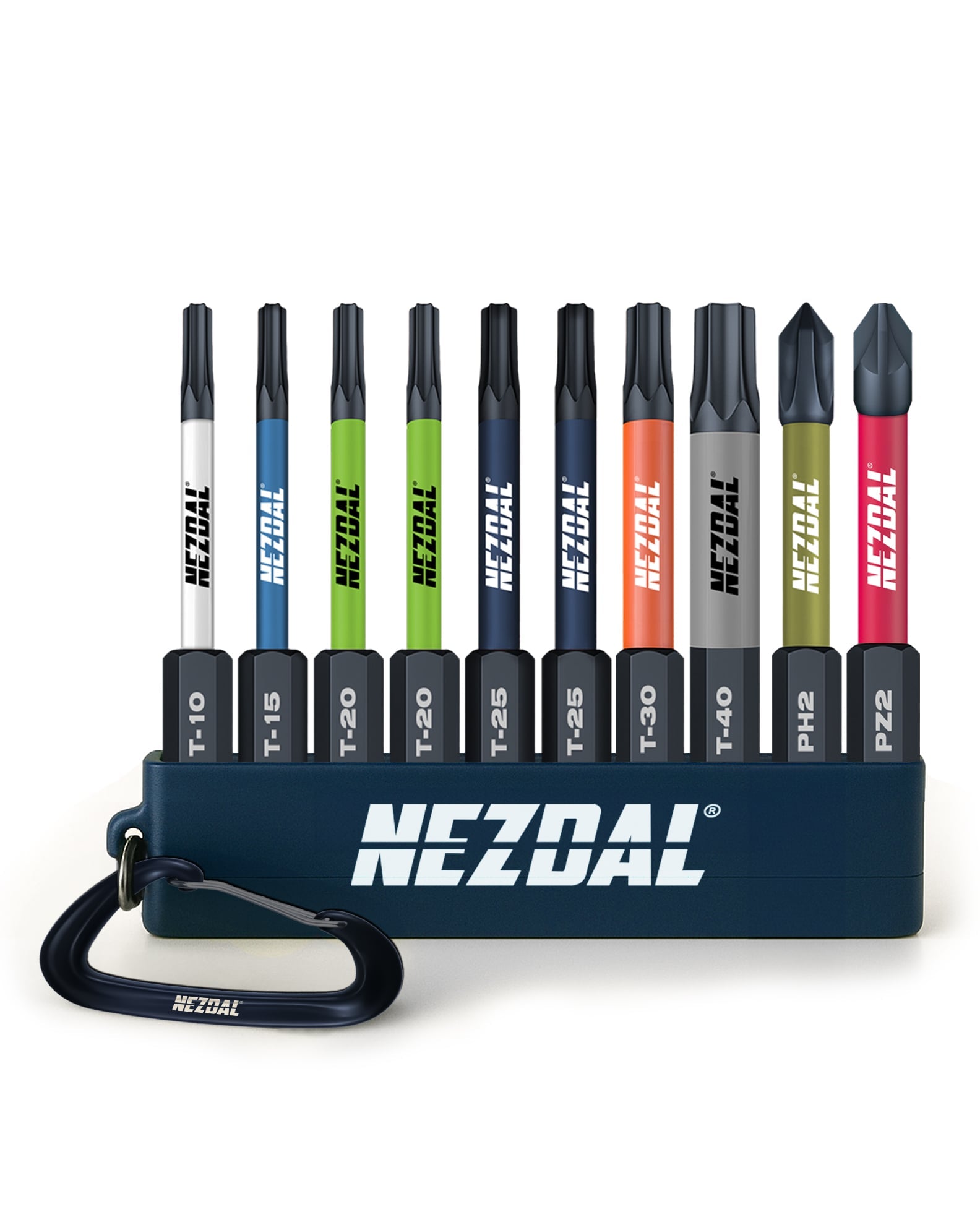 Carpenter’s Favorites | 60mm length | Color-coded | Perfect fit | For Impact & Drill Drivers | 10 pcs Bits, Carabiner holder | Presale, estimated shipping 7th of may