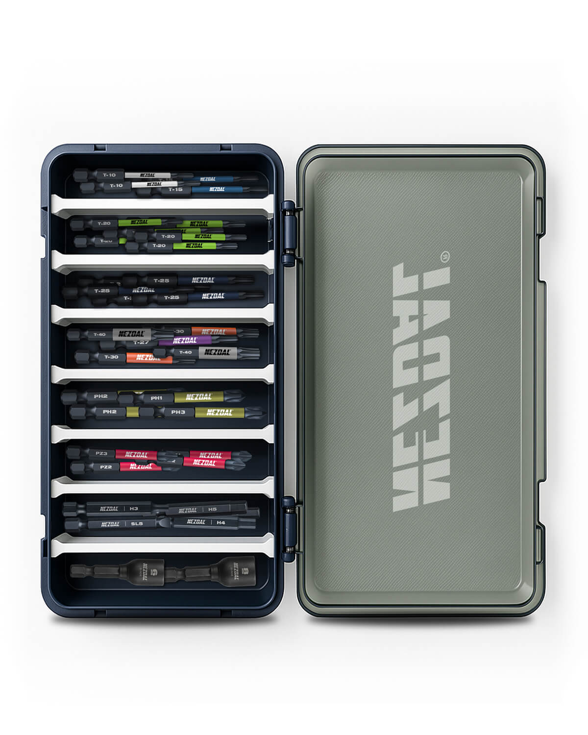 The Allrounder | 60mm length | Color-coded | Perfect fit | 34 Bits + Storage Box