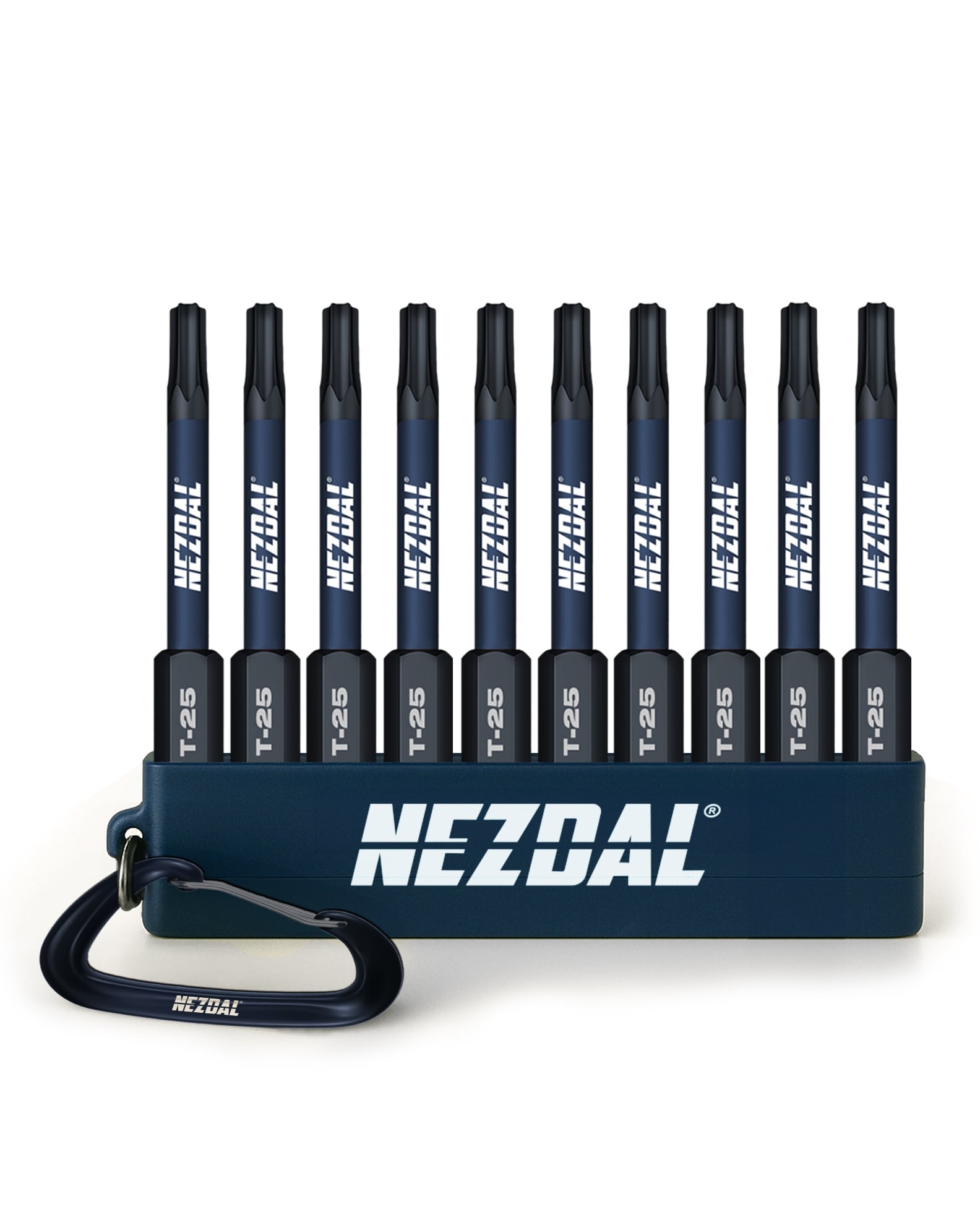 T25 Pack | 60mm length | Color-coded | Perfect fit | For Impact & Drill Drivers | 10 pcs Bits, Carabiner holder