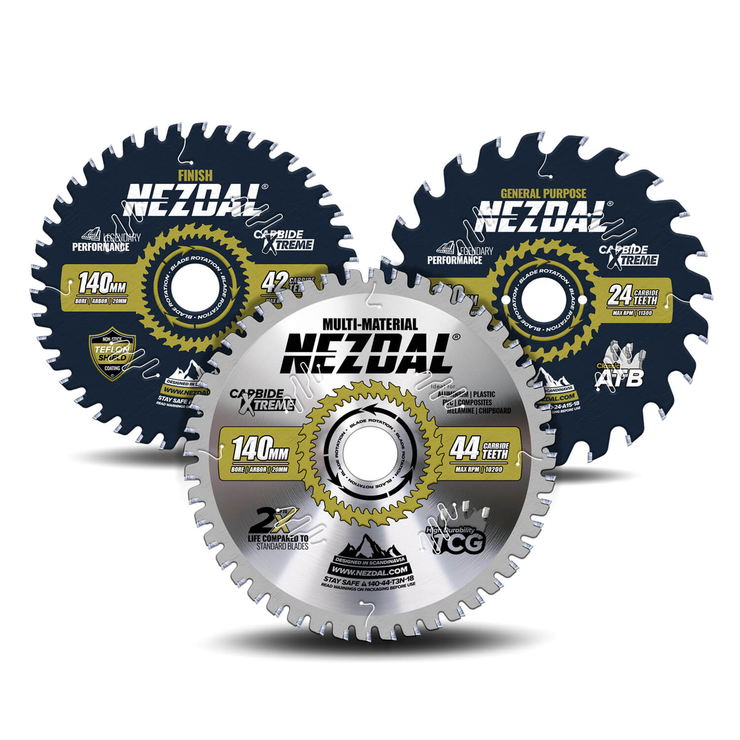 140mm Trio | 24, 42, 44T | General Purpose, Finish, Multi-Material