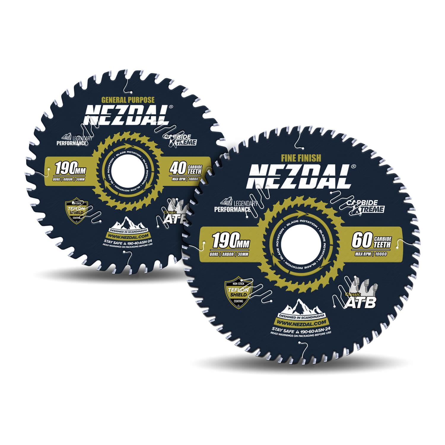 190mm Duo | 40, 60T | General Purpose, Fine Finish | 30mm Arbor | Miter Saw