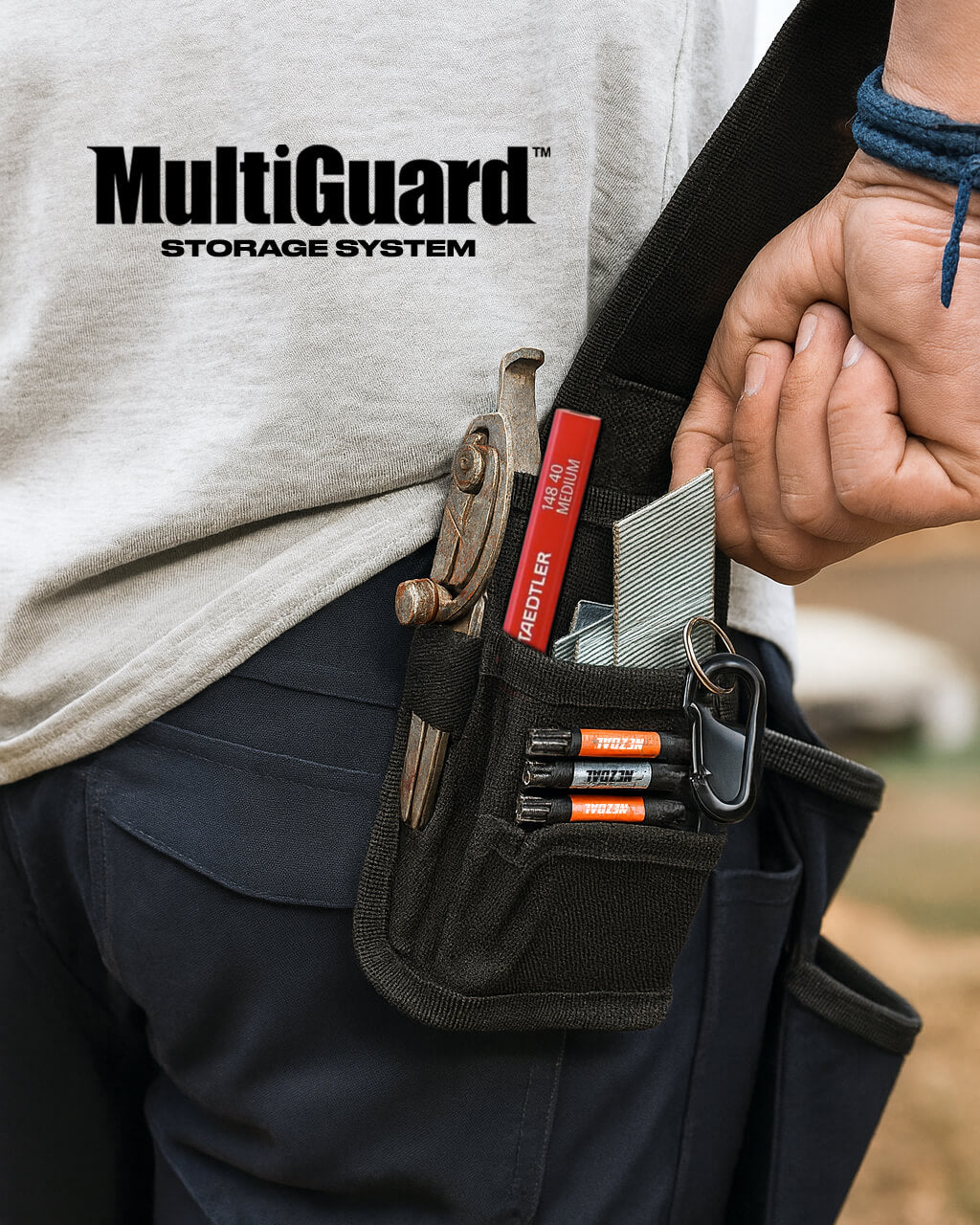 MultiGuard | Safe storage for drill bits, multi-tool blades, jig saw blades, and more | With belt clip