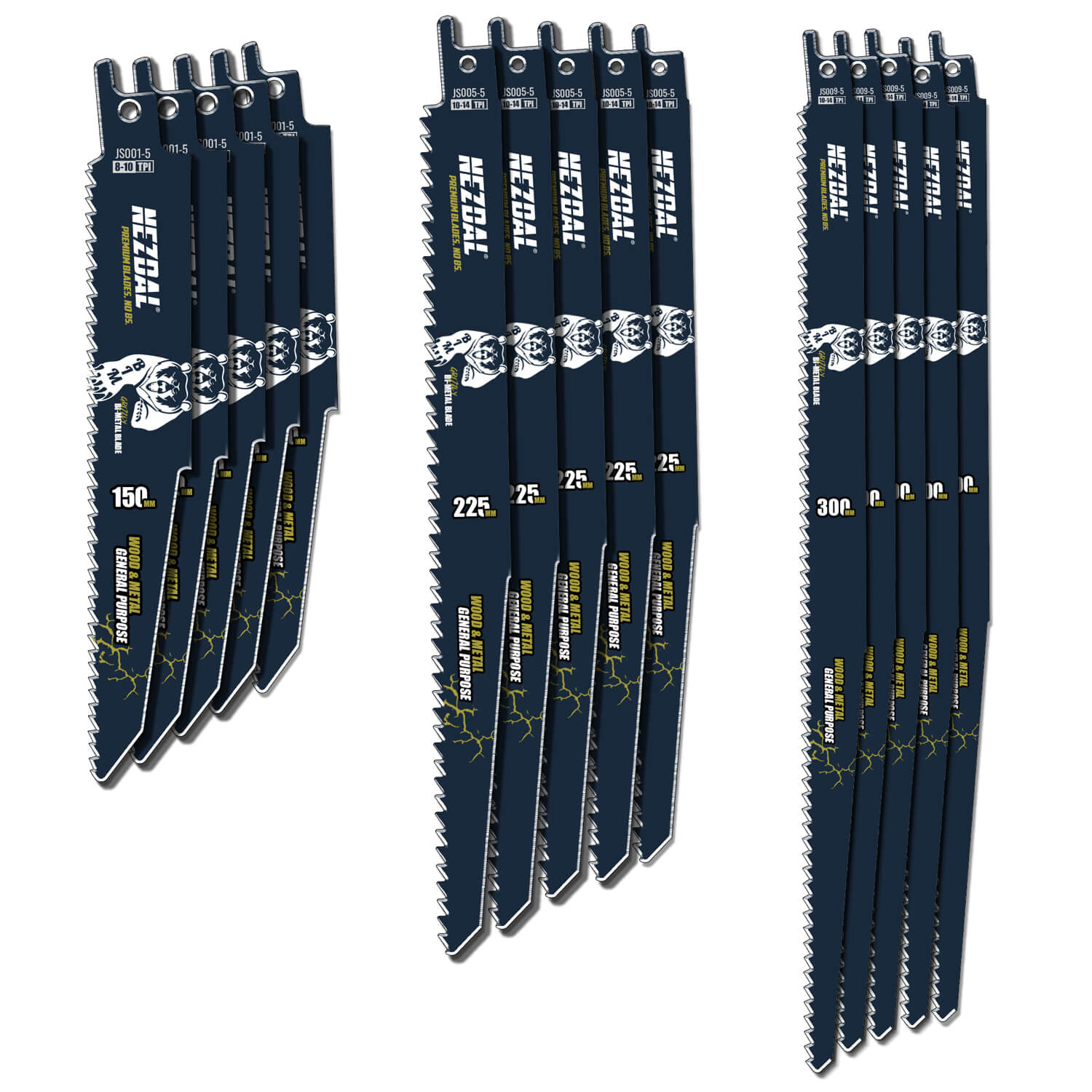 Multi-Material Pack | Wide Range Of Applications | Recip Blades | 15 pcs