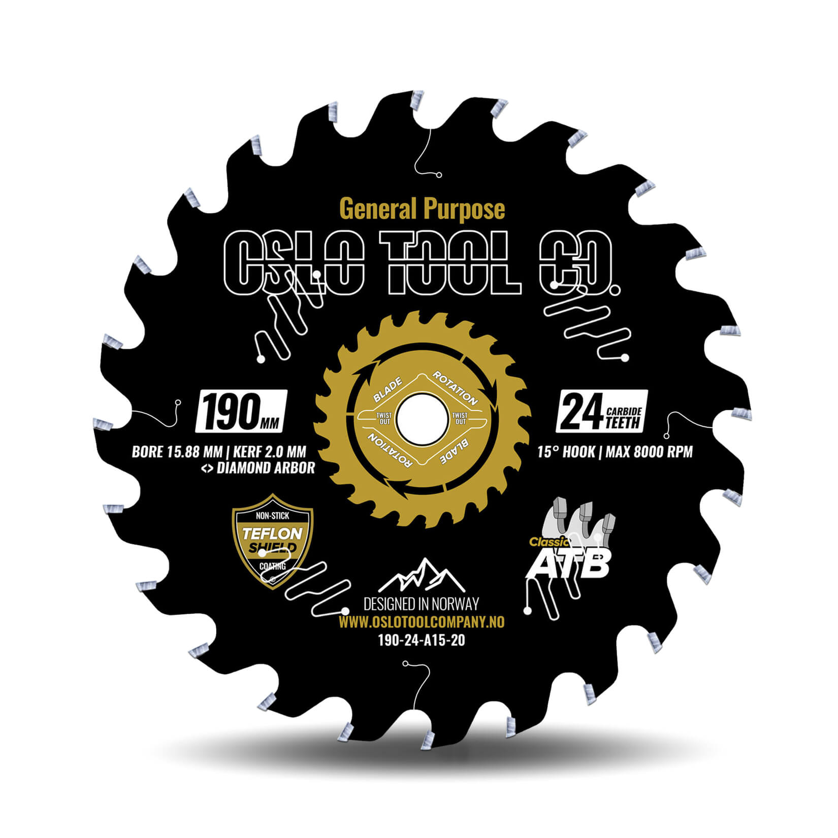 190mm | 24T | General Purpose | Wood | Diamond Shaped Arbor | Fits only DeWalt DCS577 54V Flexvolt