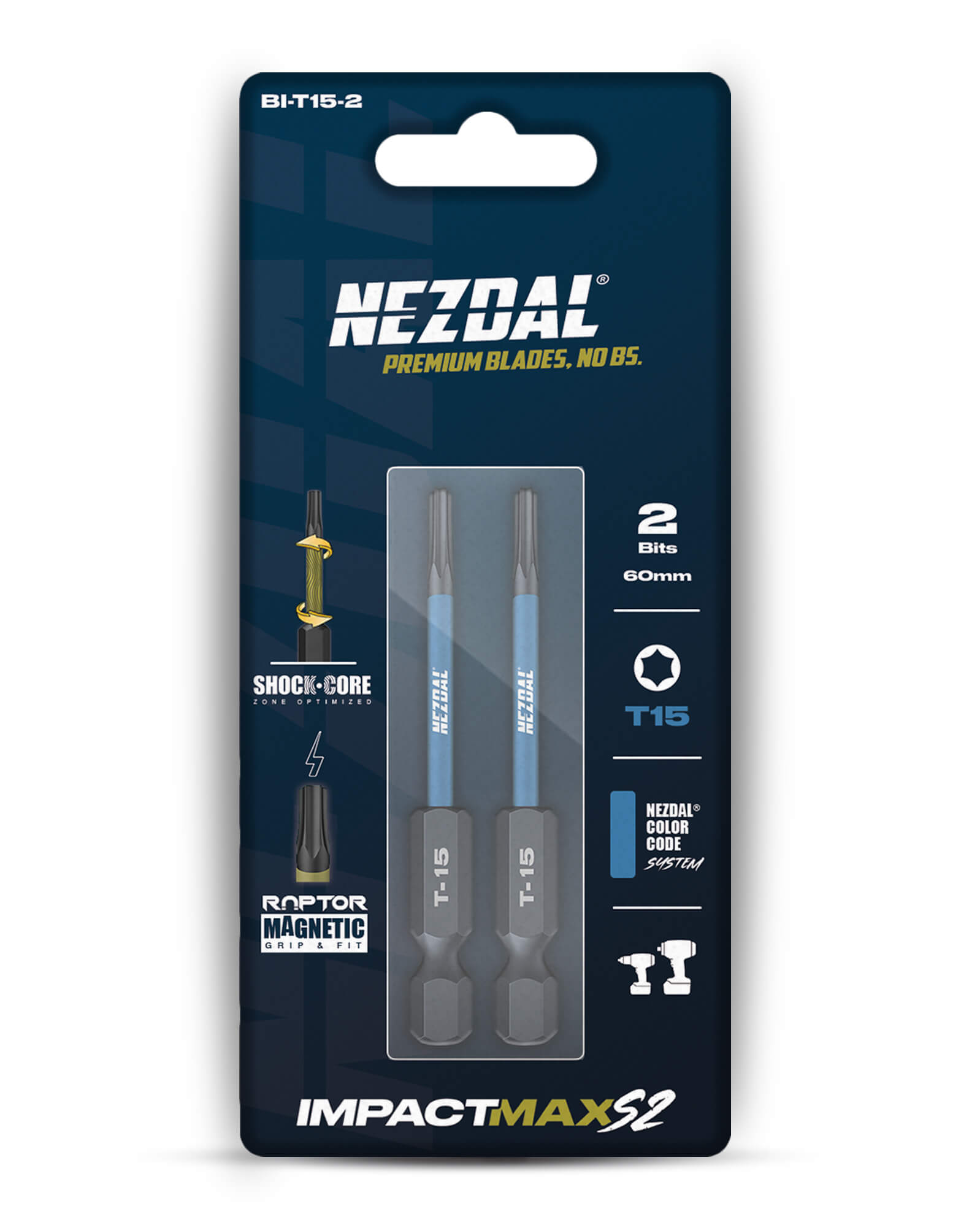 T15 | Bits | 60mm length | Color-coded | Perfect fit | For Impact & Drill Drivers | 5 pcs