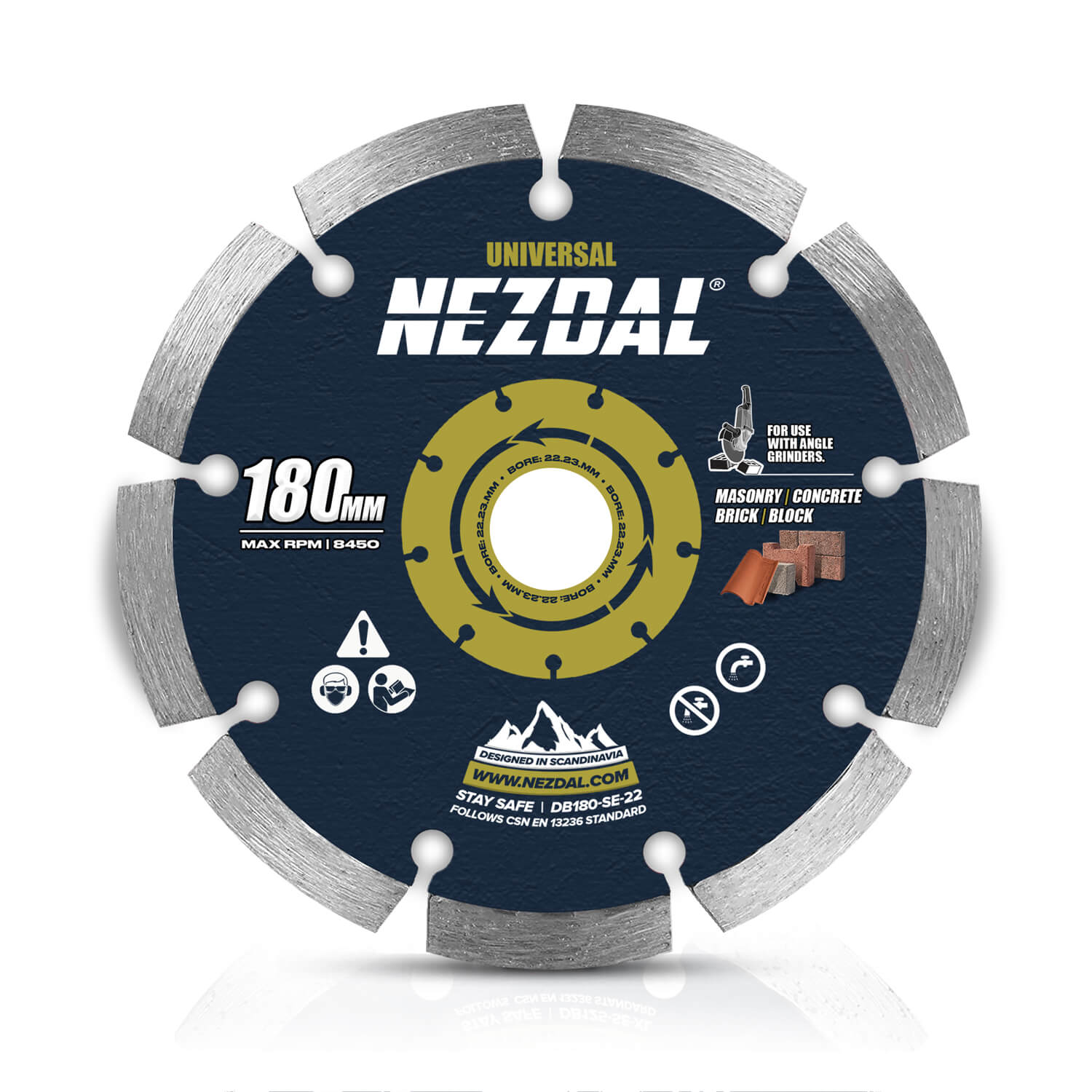 180mm | Concrete, Roof Tiles, Paving Stones | Universal | Angle grinder disc