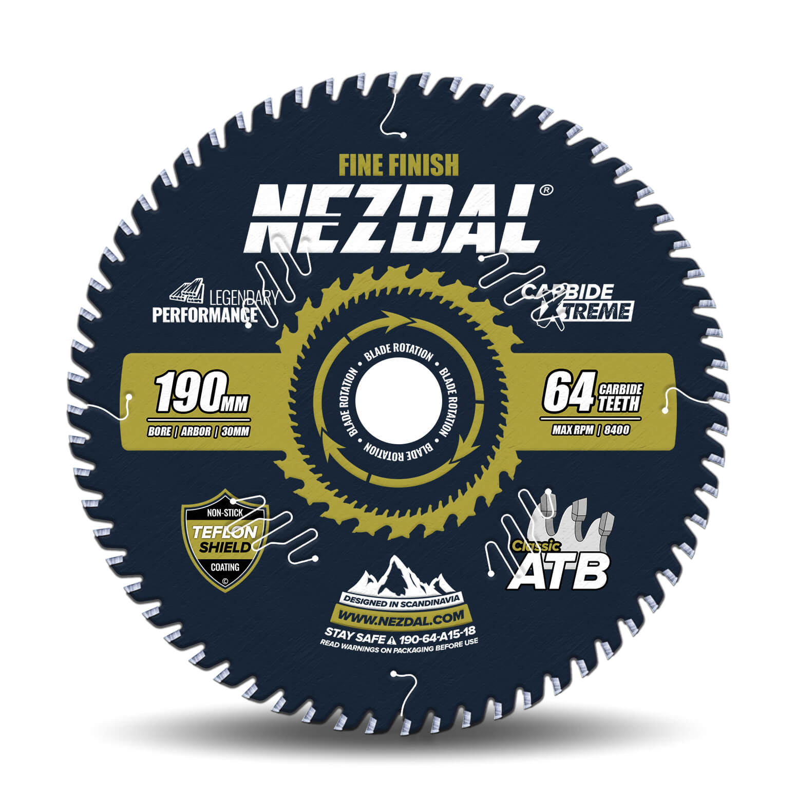 190mm | 64T | Fine Finish | Wood | 30mm Arbor