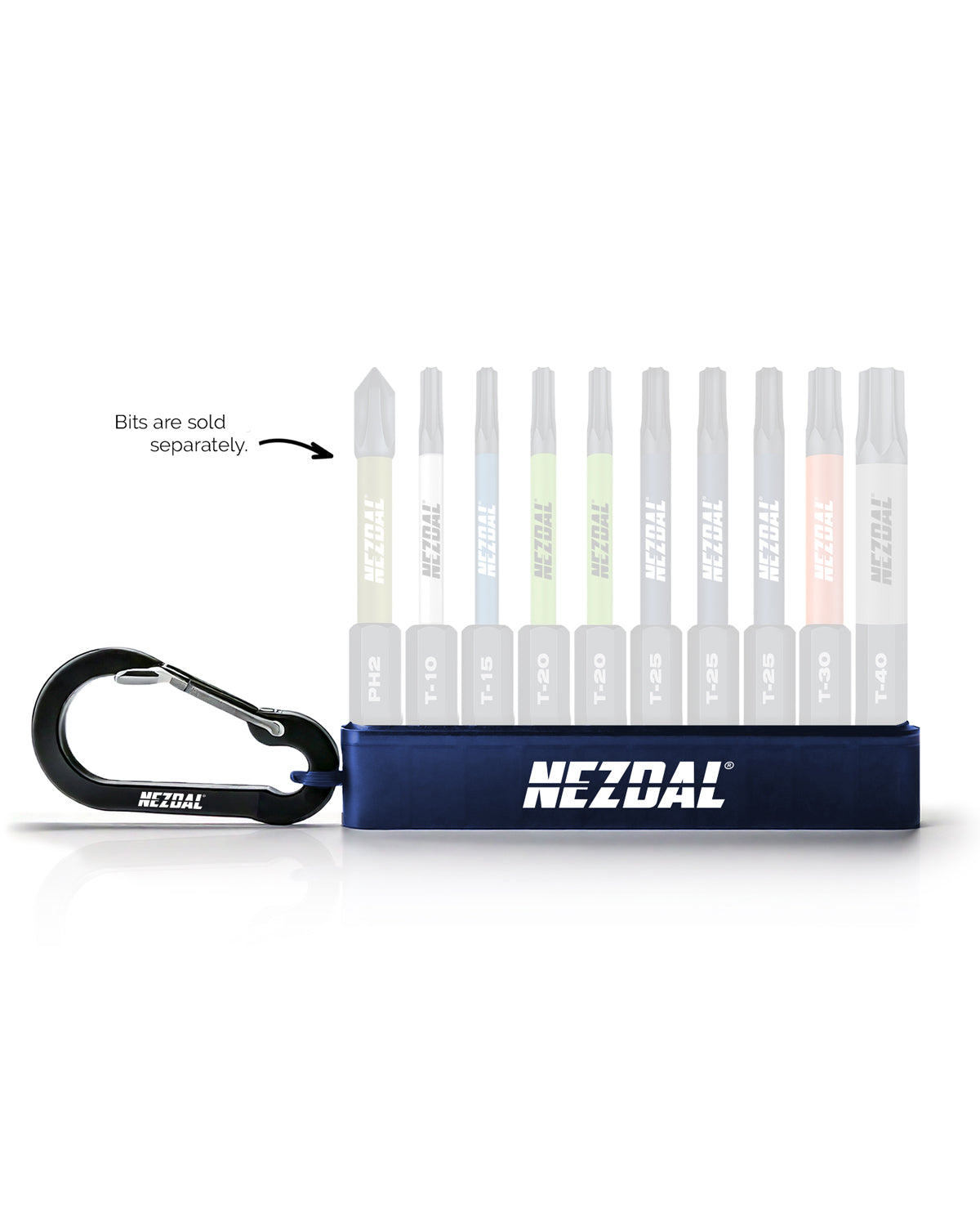 Bit holder with carabiner hook