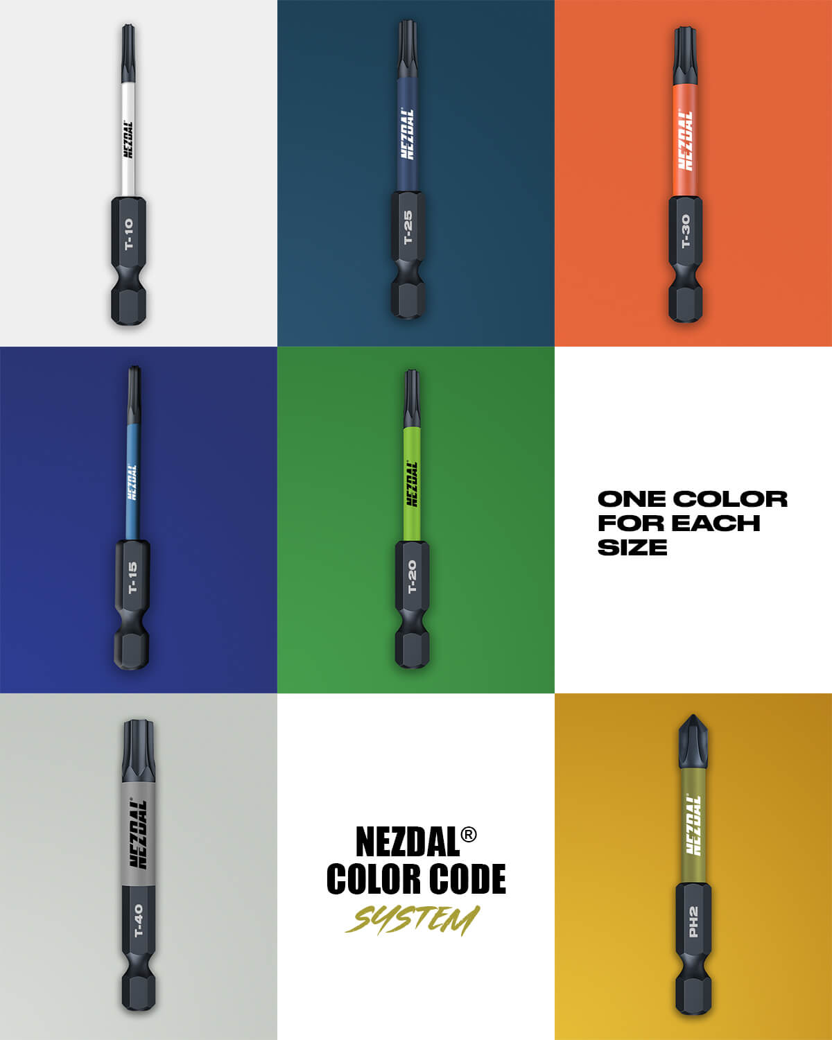 T40 | Bits | 60mm length | Color-coded | Perfect fit | For Impact & Drill Drivers | 2 pcs