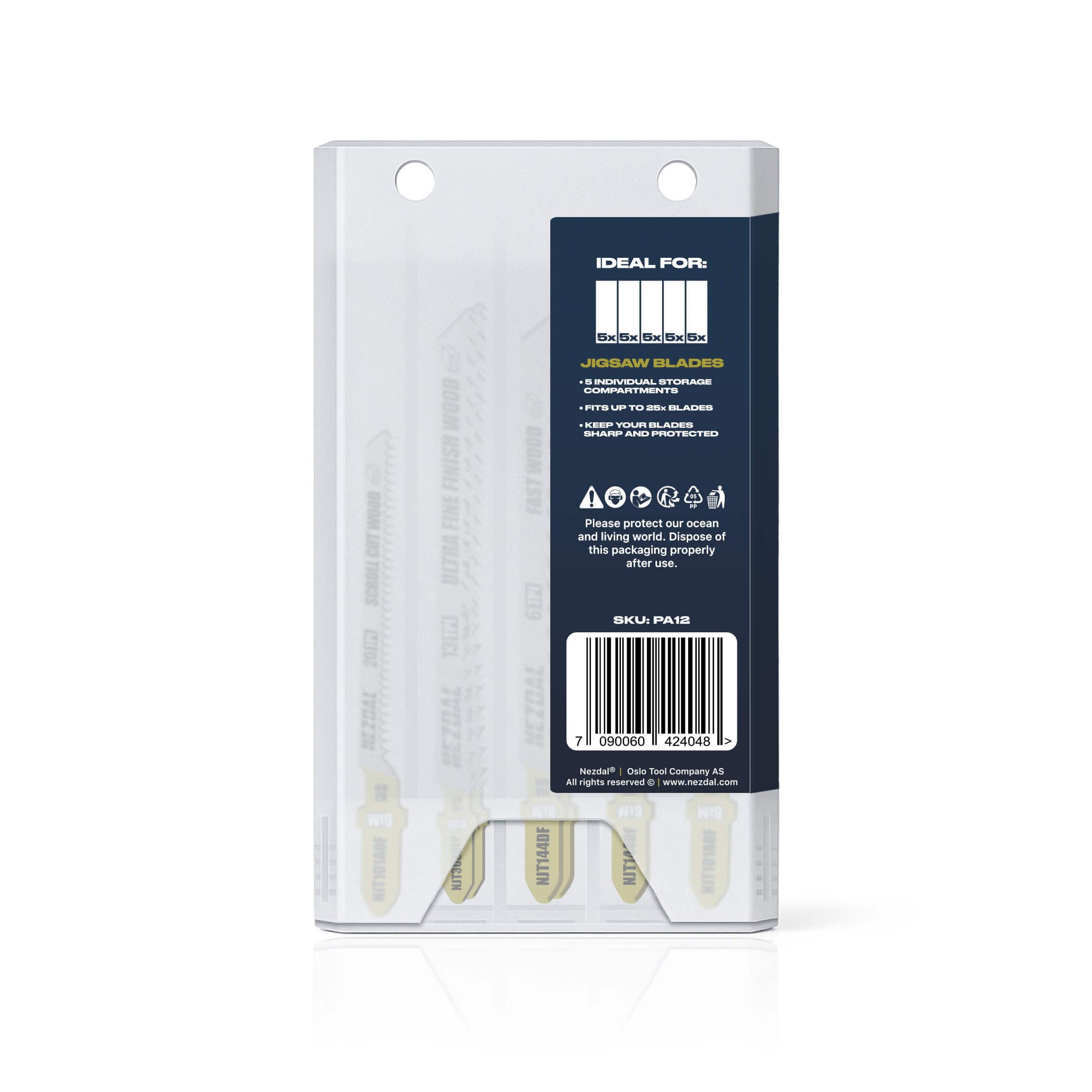 Storage box | Jig saw blades | 5 separate compartments | Holds 25–40 blades per box | Fits perfectly in your pocket