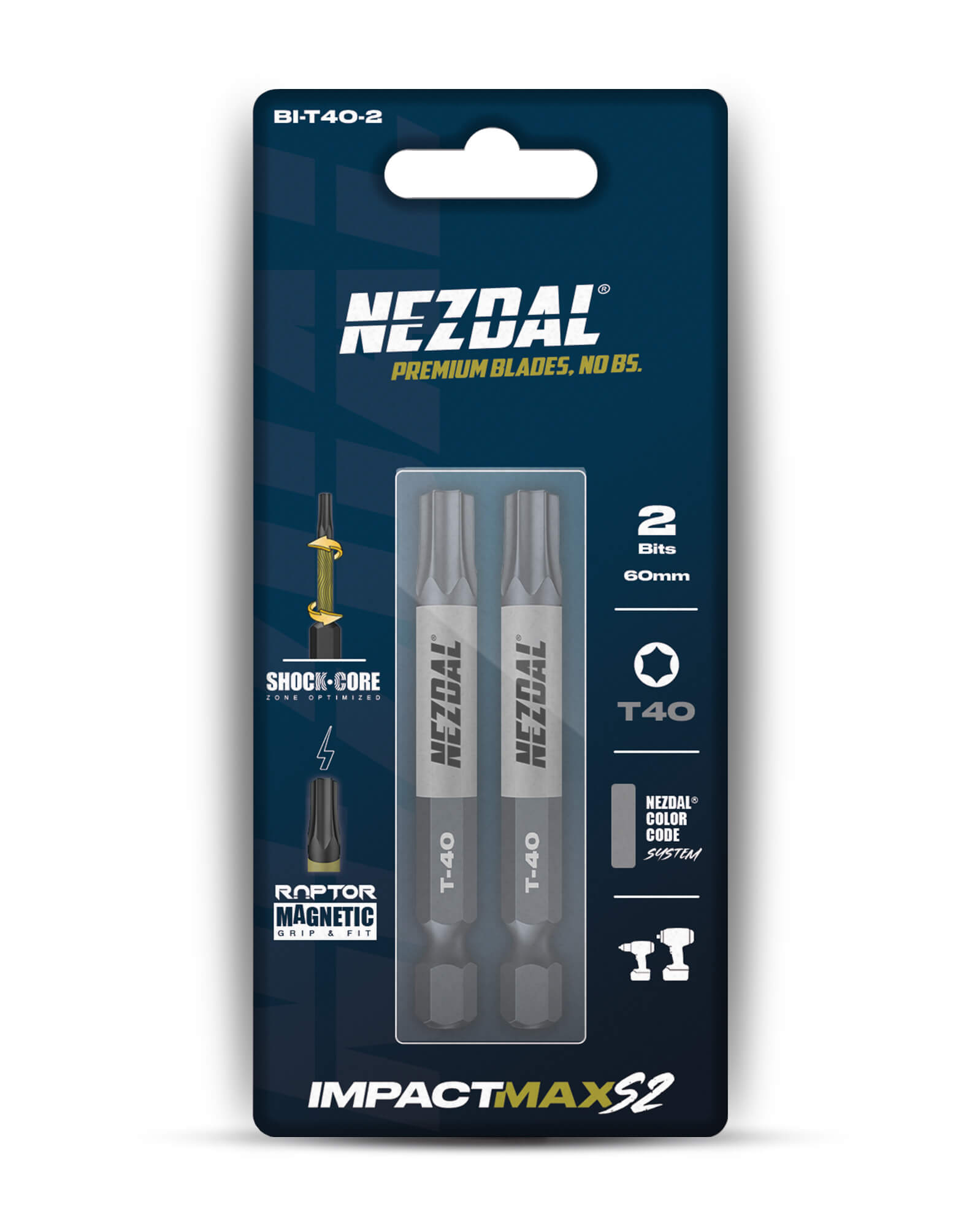 T50 | Bits | 60mm length | Color-coded | Perfect fit | For Impact & Drill Drivers | 2 pcs